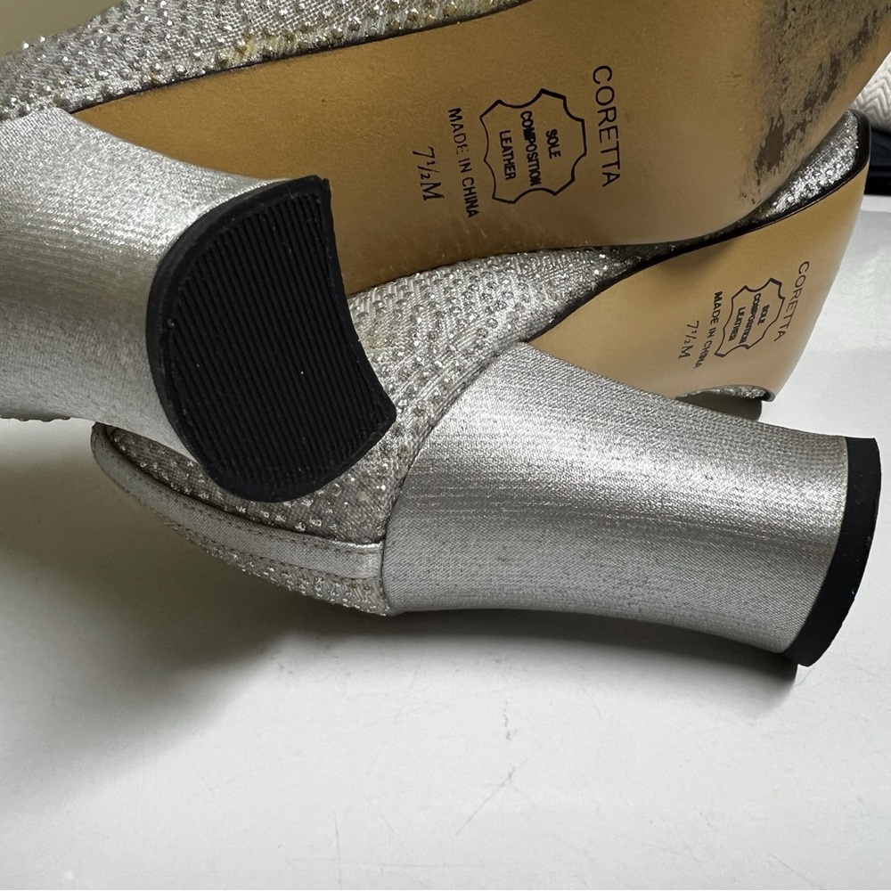 Women’s Apostrophe Silver Heels with Sparkling Embellishments Dress Shoes - Picture 7 of 11
